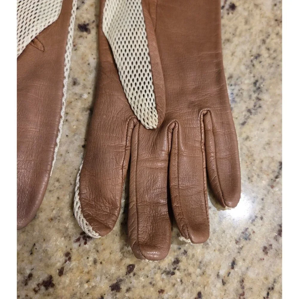 Vintage Womens Size M Leather Mesh Gloves